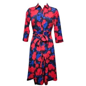 Banana Republic Factory Blue & Red Floral Midi Dress - 2P